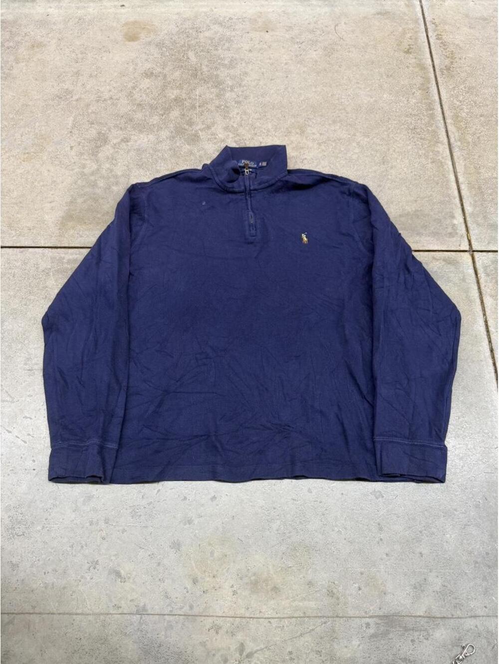 vintage polo ralph lauren navy quarter zip sweater size xl